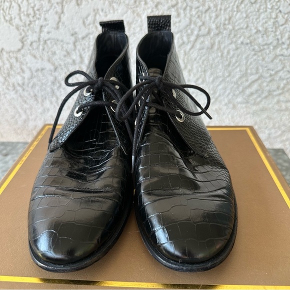 Rag & Bone Audrey black croco eather desert boot womens 8 - Picture 8 of 13